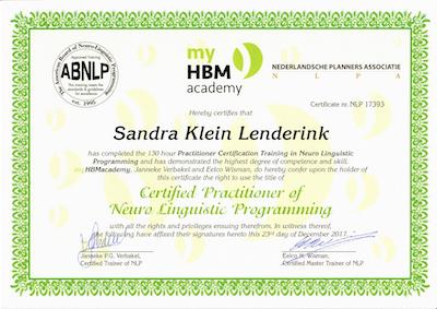 Sandra Klein Lenderink NLP Practitioner